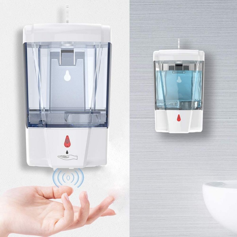 Auto Hand Sanitizer Dispenser Wall Mounted 700ml Wall-Mount Automatic IR Sensor Soap Dispensers Touch-Free Kitchen Soap Lotion Pump for Kitchen Bathroom